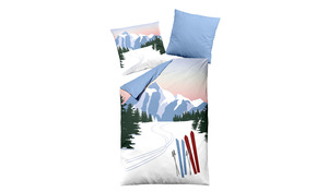wärmende Bettwäsche Flanell-Wende mit Bergn und Ski