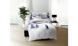 Bettwäsche Feinbiber Winter Wanderer Schneeschuhe mit RV