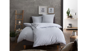 Lorena Seersucker Bettwäsche Uni Azur Garnitur