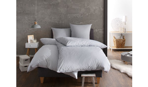 Lorena Seersucker Bettwäsche Streifen Azur Garnitur