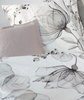 Floral bedruckte Mako Satin-Bettwäsche schwarz weiß